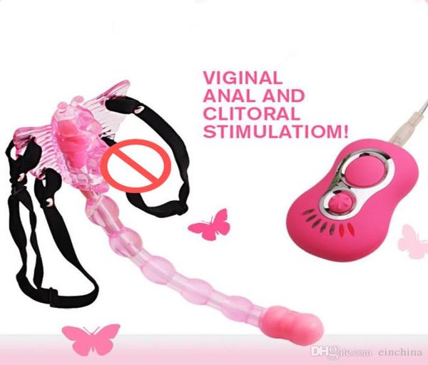 Nouveau papillon jouets sexuels télécommande 7 vitesses sangle sur vibrateur gode Clitoris produits de sexe Anal jouets sexuels pour femmes 2582664