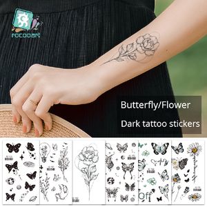 Nieuwe Vlinder Kleine Verse Tattoos Sticker Waterdicht Retro Zwart-wit Gepersonaliseerde Tijdelijke Tattoos Sticker 60*105mm