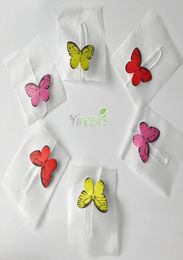 Nouvelle étiquette papillon 100 pcslot 58 X 70 mm pyramide sachets de thé en nylon jetables filtres à thé en nylon cordes avec étiquette 2182179