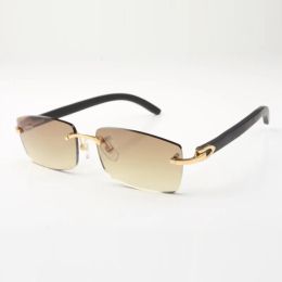 nouvelles lunettes de soleil C hardware 3524012 avec bâtons en bois noir et objectif 56 mm297N