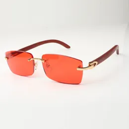 Nouvelles lunettes de soleil en matériel C 3524012 avec des bâtons en bois d'origine et des lentilles de 56 mm pour unisexe