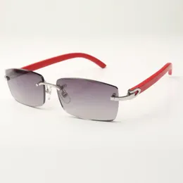 Nouvelles lunettes de soleil C hardware 3524012 avec des bâtons en bois rouges et des lentilles de 56 mm pour unisexe