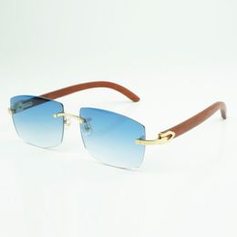 Nouvelles lunettes de soleil matérielles C 3524032 avec des bâtons en bois naturel pur et des lentilles de 56 mm pour unisexe