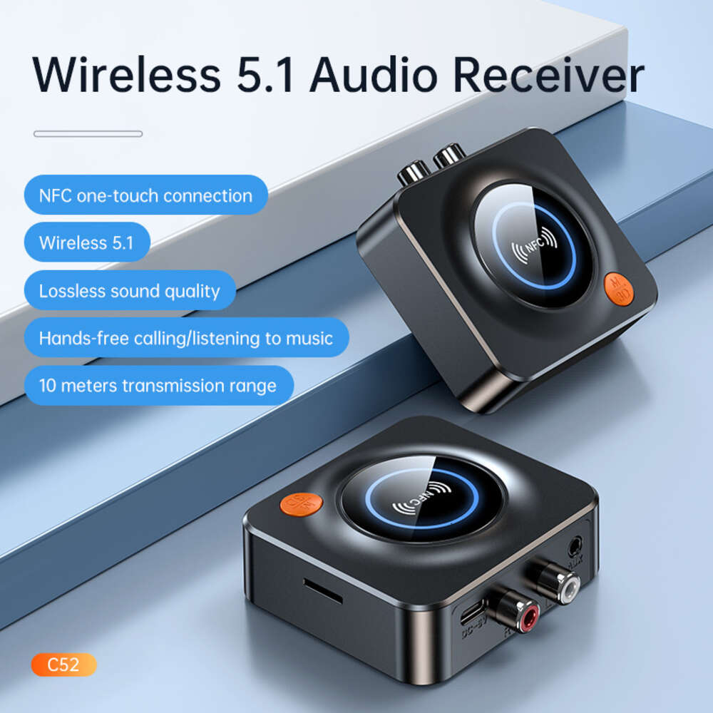 New C52 Bluetooth 5.1 Receiver TV Audio Adapter NFC Connection