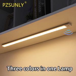 Nuevo gabinete luz nocturna USB recargable Sensor de movimiento luz Led para cocina armario iluminación 10cm/20cm/40cm/60cm LED