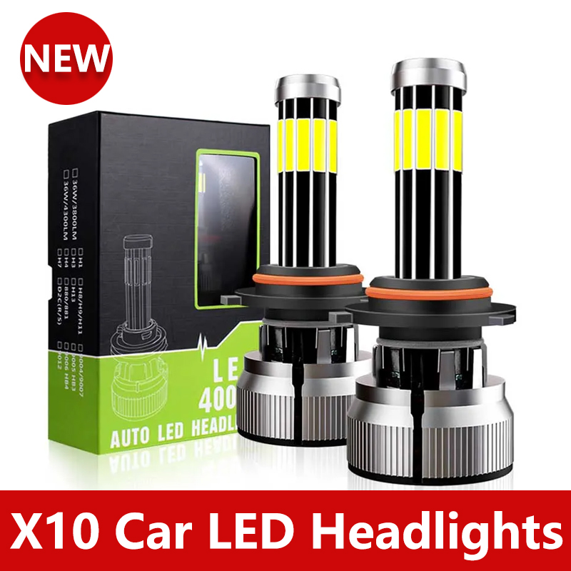 New X10 Car Led Headlights 6000K 200W 880 9004 H8 H3 H7 H9 30000LM 9006/HB4 9005/HB3 H4 H11 H1 10 SIDES Headlight Bulb 9V-30V Car Fog Light 12V
