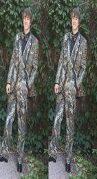 NIEUW CAMO Wedding Tuxedos Wedding Camouflage Suit op maat gemaakt slanke fit heren blazers mode bruidegom slijtage jasbroek vest bow8346688