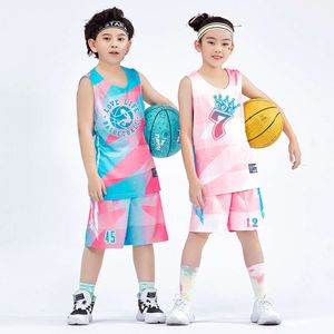 Nuevo traje de baloncesto de camuflaje para niños Equipo de entrenamiento casual Uniforme Tiga de tanques Traje de rendimiento de graduación transpirable Jersey impreso