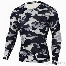 T-shirt militaire de Camouflage pour hommes, collants de musculation, Fitness, séchage rapide, t-shirt à manches longues, chemise de Compression Crossfit