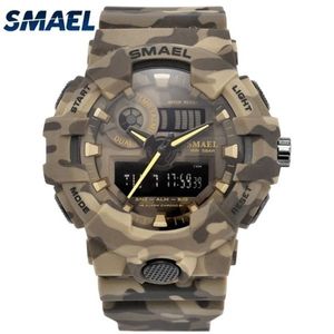 Nouveau camouflage Military montre Smael Brand Sport Watches LED Quartz Clock Men Men Sport Wristwatch 8001 Mens Army Watch imperméable X052245B