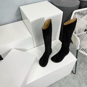 Nieuwe Campo kalfsleer suède leren kniehoge Chelsea rijlaarzen silhouet merk platte hakken laarsjes slip-on dames luxe ontwerpers mode schoenen fabrieksschoenen