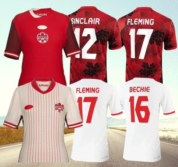 Nueva camiseta de fútbol de Canadá Maillot de Foot 2024 LARYEA Copa América Copa Niños Kit 2025 Camiseta de fútbol del equipo nacional canadiense 24/25 Versión de jugador visitante local BUCHANAN