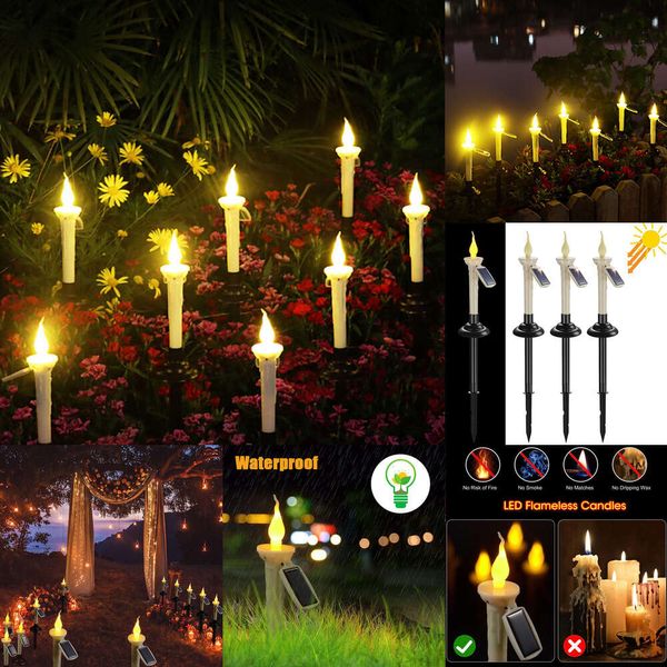 Nueva luz de vela con candelabros de lámpara solar LED impermeable para el jardín al aire libre Decoración de la ruta del césped