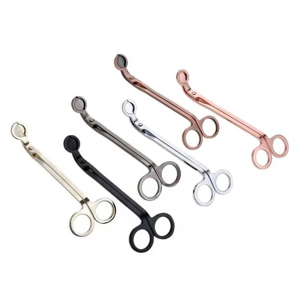 Nueva Vela Cortadora de mechas Tijeras de acero inoxidable Cortador de mechas Snuffer Cabeza redonda 18 cm Negro Rosa Oro Plata Rojo Bronce al por mayor