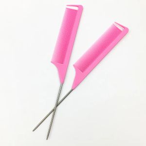 Nouveau peigne à queue de rat antistatique couleur bonbon à dents fines en métal brosses à cheveux salon de beauté outil de coiffure