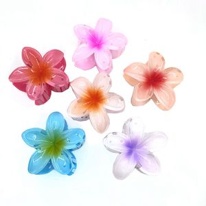 Nouveau bonbon dégradé couleur fleur pinces à cheveux ruban filles coloré élégant fleur forme griffes de cheveux en plastique pince cheveux accessoires S2028