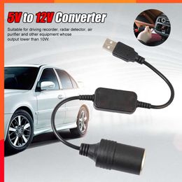 Nuevo convertidor de potencia de 5V a 12V para coche, adaptador USB macho a encendedor de cigarrillos hembra, Cable de alimentación para cámara de salpicadero, accesorios para automóviles