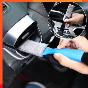 Nuevo cepillo de limpieza para salida de aire acondicionado de coche, herramienta de limpieza interior de coche, puede reemplazar la cubierta de tela, cepillo para polvo de pelo suave