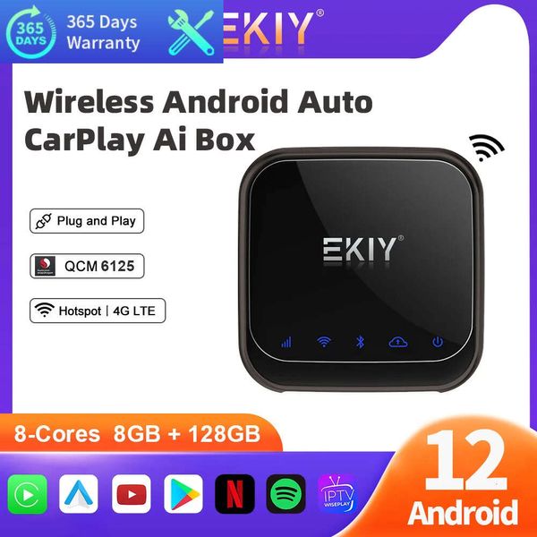 Nouvelle voiture Android 12 TV sans fil CarPlay Ai Box sans fil Android adaptateur automatique pour YouTube Netflix Google Play Store /SIM 4G LTE GPS