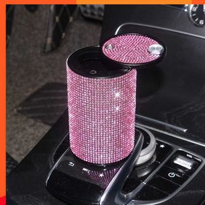 Nieuwe Auto Asbak Rook Bekerhouder Opbergbeker Asbak Roze Strass Asbak voor Auto's Diamant Assessoires Interieur voor Vrouwen