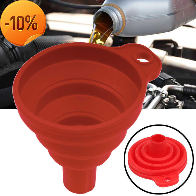 New Car Auto Engine Funnel Gasoline Oil Fuel Petrol Diesel Liquid Washer Fluid Change Fill Transfer Universal Collapsible Silicone
