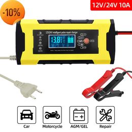 Nieuwe Auto Acculader 12V-24V Puls Reparatie 5A-10A Lcd-scherm Volautomatische Smart Fast Charge Agm gel Lood-zuur Oplader