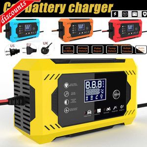 Nouveau chargeur de batterie de voiture 12V 6A Type de réparation d'impulsion de charge rapide intelligente arrêt automatique complet acide de plomb double mode pour camion de moto