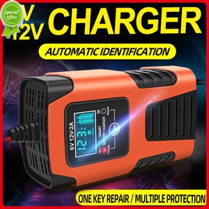 Nieuwe auto-batterijlader 6A 12V Pedaal Loodzuurbatterij Volledige intelligente reparatie Multifunctionele Fast Power Charging LCD-display