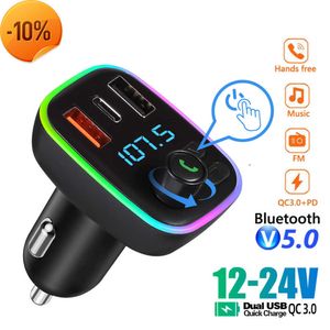 Nieuwe Auto Bluetooth 5.0 Oplader Fm-zender PD 18W Type-C Dual USB 4.2A Kleurrijke Omgevingslicht sigarettenaansteker MP3 Muziekspeler