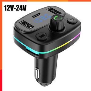 Nouvelle Voiture Bluetooth 5.0 Transmetteur FM PD Type-C Double USB 3.1A Chargeur Rapide Coloré MP3 Modulateur Lecteur Mains Libres Audio Récepteur