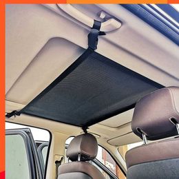 Nouveau filet de rangement de plafond de voiture réglable double couche fermeture éclair maille poche de filet de chargement de toit de voiture pour un long voyage pour accessoires intérieurs SUV