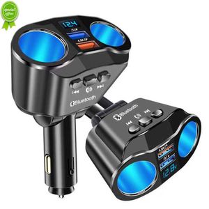 Nieuwe auto-sigarettenaansteker Splitterlader Dual USB QC 3.0 Snelle lading 12V Auto FM Zenders Bluetooth handsfree Call Sockets