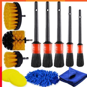 Nouveau nettoyage de voiture détaillant brosse ensemble puissance épurateur perceuse brosses ensemble pour roues de voiture tableau de bord saleté poussière nettoyage voiture jante brosses