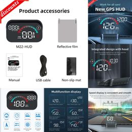 Nieuwe auto kompas M22 auto head-up display snelheid RPM MPH HUD GPS snelheidsmeter projector scherm dashboard met kilometerteller oversnelheid alarm voor alle auto's