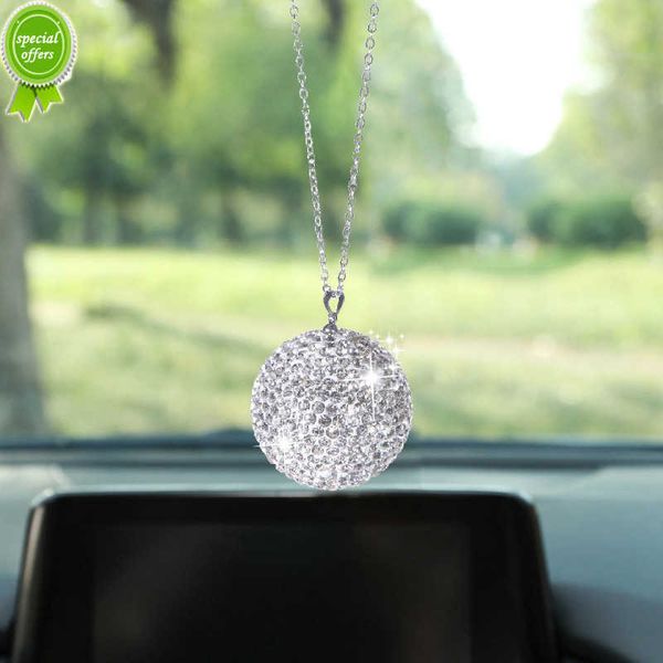 Nouvelle voiture boule de cristal pendentif transfrontalier Bling diamant incrusté rétroviseur de voiture plein d'ornements de décoration en diamant