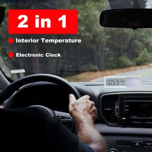 Nouvelle horloge numérique de voiture, affichage LCD, Type ventouse 2 en 1, thermomètre, Transparent, Portable, ornement d'intérieur de voiture, accessoires automobiles