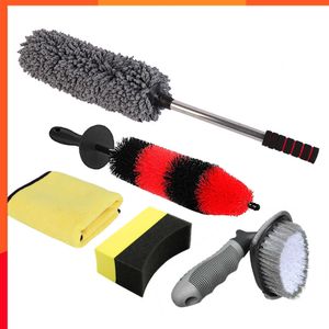 New Car Duster Brush Car Cleaning Brush Set Pour Pneu Roue Jante Brosses De Nettoyage Auto Polish Pad Multi Purpose-use Car Wash Tool