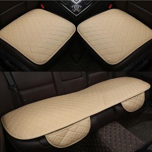 NIEUW Auto voor-/achterstoelhoezen Universal Fit SUV sedans Stoelkussen Kussenmat antislip PU-leer geruit ontwerp