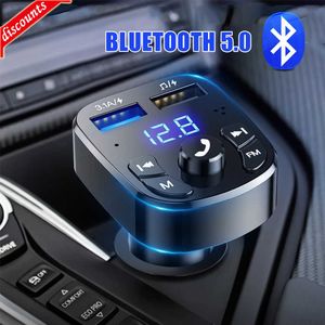 Nouvelle voiture mains libres compatible Bluetooth 5.0 Transmetteur FM Kit voiture Modulateur MP3 Lecteur mains libres Audio Récepteur 2 USB Chargeur rapide