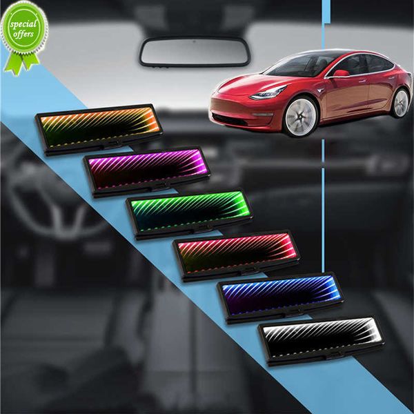 Nuevo coche interior 3D espejo retrovisor iluminado LED gran campo de visión coche interior espejo retrovisor espejo plano Reflector luz ambiental