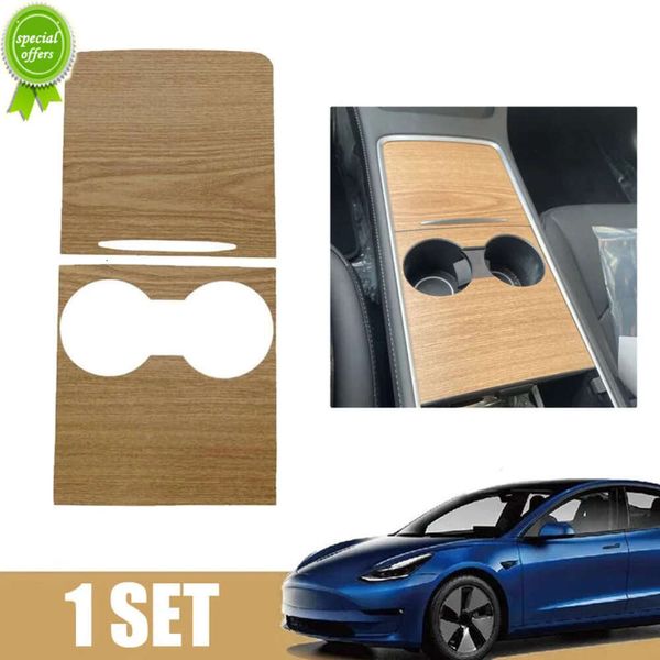Nueva pegatina de Panel de Control Central Interior de coche, pegatina decorativa de película antiarañazos de grano de madera para Tesla Model Y Tesla Model 3, accesorios