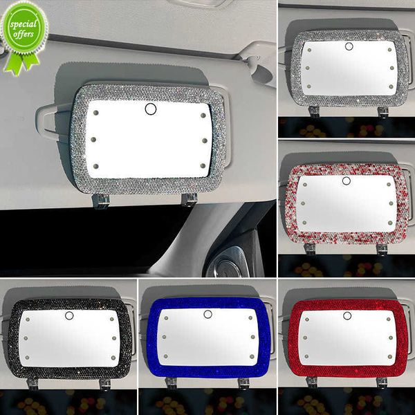 Nouveau miroir intérieur de voiture cristal diamant pare-soleil miroir de maquillage Auto peignage maquillage HD miroir Bling accessoires de voiture pour les femmes