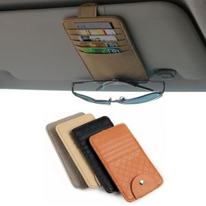 Nieuwe autoleer Sunshade Glazen frame Ticket Organisator Wallet Credit Card Holder Car Interior Accessoires