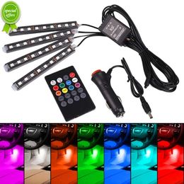 Nouvelle voiture LED RGB atmosphère bande lumière télécommande voix intérieur style décoratif RGB LED dynamique ambiante bande lumière 12V