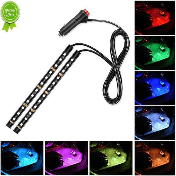 Nuevas luces de coche 24 Led Bar tira automotriz Universal estado de ánimo luz de pie encendedor de cigarrillos USB lámpara de ambiente decorativa lámpara de señal