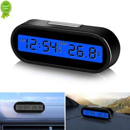 Nieuwe auto Mini Electronic Clock Time Thermometer 2 In 1 Auto Dashboard Clocks Luminous Black Digital Display Car Styling Accessoires