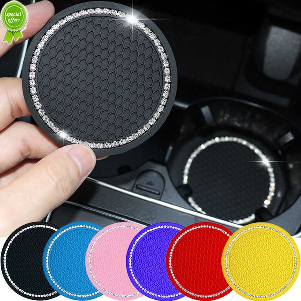 Nouvelle voiture anti-dérapant eau tasse Pad diamant strass Bling décoration Auto intérieur tasse bouteille anti-dérapant caoutchouc tapis voiture accessoires