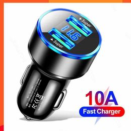 Nuevo adaptador de teléfono para coche 10a de doble puerto multifuncional de carga rápida práctico Usb pantalla Digital suministros de coche adaptador de cargador de coche