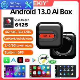 Nuevo Coche QCM6125 Ai Box Android 13,0 adaptador inalámbrico Carplay Android Auto Bluetooth Multimedia Video reproductor USB para Carplay con cable