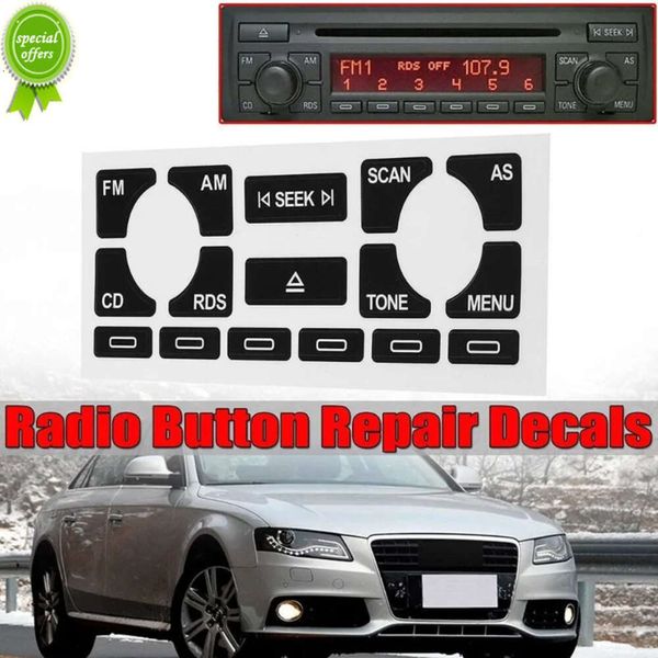 Nouveau autocollant de réparation de bouton de pelage usé d'autoradio stéréo autocollant de bouton de fixation intérieur de voiture pour Audi A4 B6 B7/A6/A2 et A3 8L/P